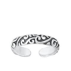 Sterling Silver Oxidized Vines Toe Ring