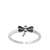 Sterling Silver Oxidized Dragonfly Toe Ring