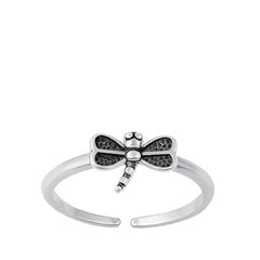 Sterling Silver Oxidized Dragonfly Toe Ring