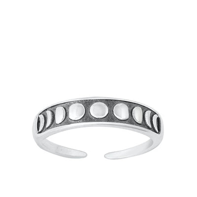 Sterling Silver Oxidized Moon Phase Toe Ring