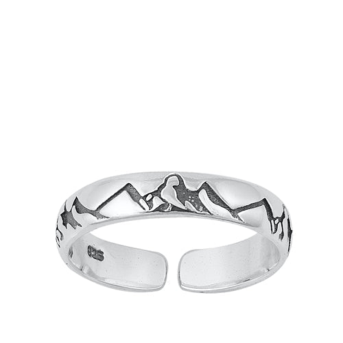 Sterling Silver Oxidized Mountains Toe Ring