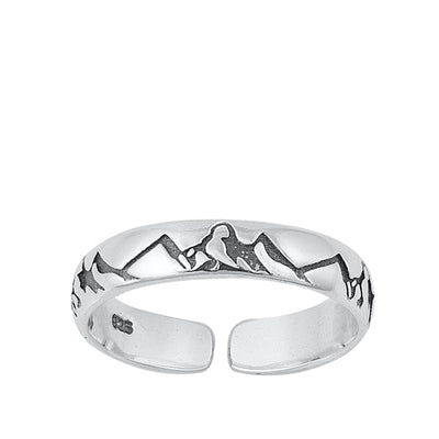 Sterling Silver Oxidized Mountains Toe Ring
