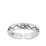 Sterling Silver Oxidized Mountains Toe Ring