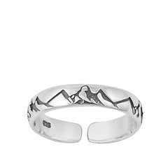 Sterling Silver Oxidized Mountains Toe Ring