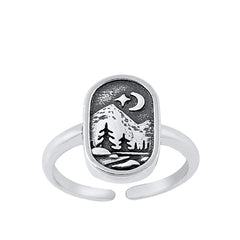 Sterling Silver Oxidized Nature Toe Ring