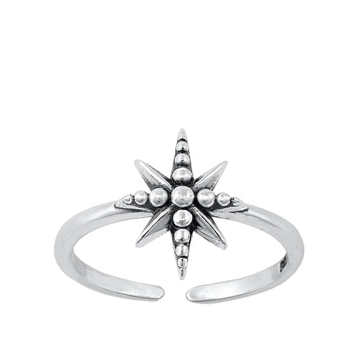 Sterling Silver Oxidized Star Toe Ring