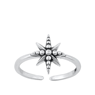 Sterling Silver Oxidized Star Toe Ring
