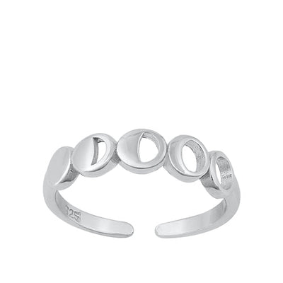 Sterling Silver Rhodium Plated Moon Phase Toe Ring