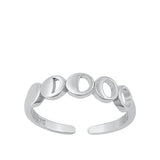 Sterling Silver Rhodium Plated Moon Phase Toe Ring