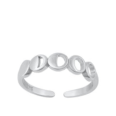 Sterling Silver Rhodium Plated Moon Phase Toe Ring