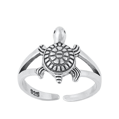 Sterling Silver Oxidized Turtle Toe Ring