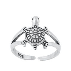 Sterling Silver Oxidized Turtle Toe Ring
