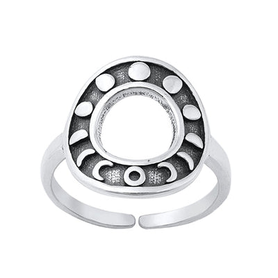 Sterling Silver Oxidized Moon Phases Toe Rings