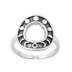Sterling Silver Oxidized Moon Phases Toe Rings