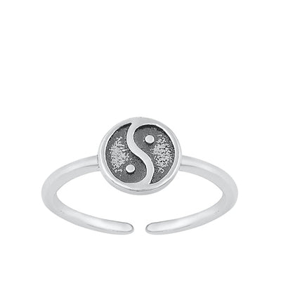 Sterling Silver Oxidized Yin Yang Toe Ring