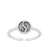Sterling Silver Oxidized Yin Yang Toe Ring