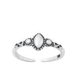Sterling Silver Oxidized Oval Center Bali Toe Rings