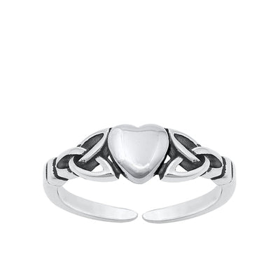 Sterling Silver Oxidized Celtic Heart Toe Rings