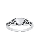 Sterling Silver Oxidized Celtic Heart Toe Rings