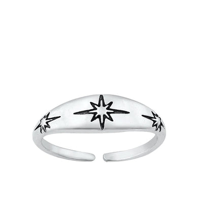 Sterling Silver Oxidized North Star Toe Rings