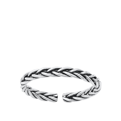 Sterling Silver Oxidized Rope Toe Ring