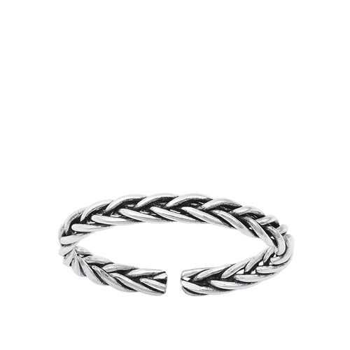Sterling Silver Oxidized Rope Toe Ring