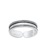 Sterling Silver Oxidized Bali Toe Ring-3.8 mm