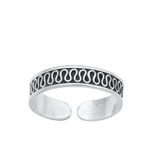 Sterling Silver Oxidized 3.6mm Bali Toe Ring