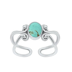 Sterling Silver Oxidized Genuine Turquoise Stone Toe Ring