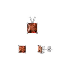 Load image into Gallery viewer, Sterling Silver Rhodium Plated Garnet CZ Set