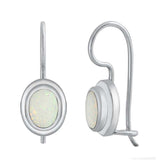 Sterling Silver With White Lab Opal Earrings
