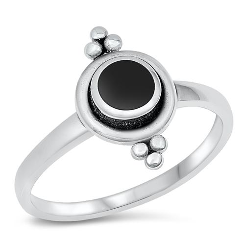 Sterling Silver Black Agate Stone Ring
