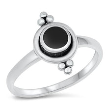 Load image into Gallery viewer, Sterling Silver Black Agate Stone Ring