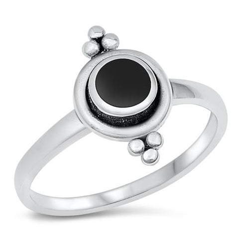 Sterling Silver Black Agate Stone Ring