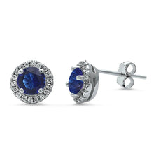 Load image into Gallery viewer, Sterling Silver Halo CZ Stud Earring And Thickness 8.35mm