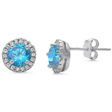 Load image into Gallery viewer, Sterling Silver Halo CZ Stud Earring And Thickness 8.35mm