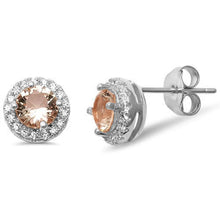 Load image into Gallery viewer, Sterling Silver Halo CZ Stud Earring And Thickness 8.35mm
