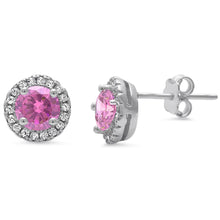 Load image into Gallery viewer, Sterling Silver Halo CZ Stud Earring And Thickness 8.35mm