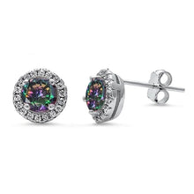 Load image into Gallery viewer, Sterling Silver Halo CZ Stud Earring And Thickness 8.35mm