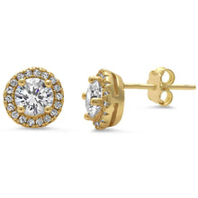 Load image into Gallery viewer, Sterling Silver Halo CZ Stud Earring And Thickness 8.35mm