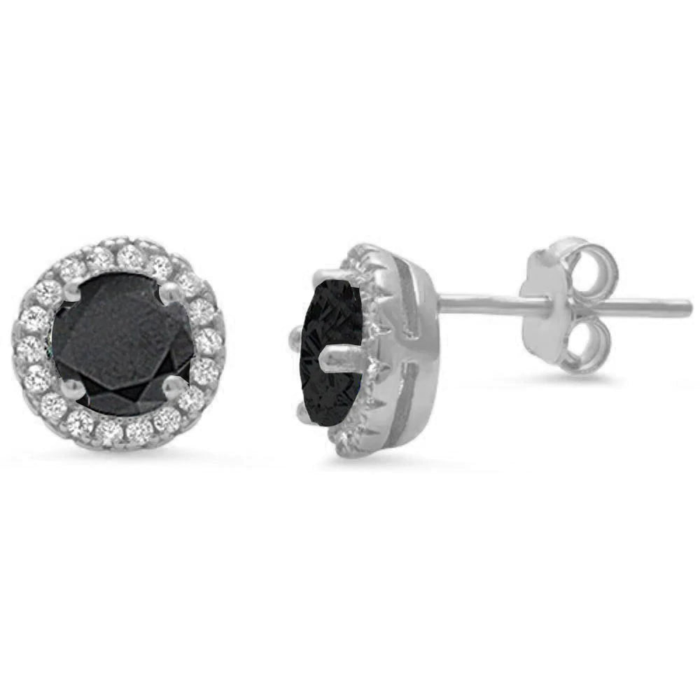 Sterling Silver Halo CZ Stud Earring And Thickness 8.35mm