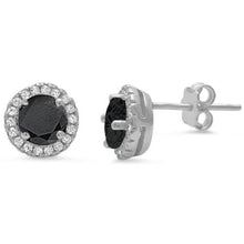 Load image into Gallery viewer, Sterling Silver Halo CZ Stud Earring And Thickness 8.35mm
