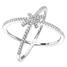Load image into Gallery viewer, Sterling Silver Micro Pave CZ Criss Cross RingAnd Width 17 mm