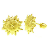 14K Yellow Gold Screw Back Sun Stud Earrings
