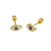 Load image into Gallery viewer, 14K Yellow Gold Black Evil Eye With Screw Back Stud Earrings