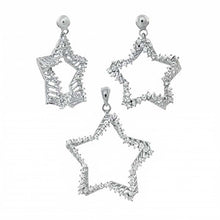 Load image into Gallery viewer, Sterling Silver Round Cz Star Shape Earrings and Pendant Set With Earring Dimension of 22MMx25.4MM and Pendant Dimension of 29MMx31.75MM