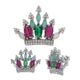 Sterling Silver Multi Color CZ Crown Earrings And Pendant SetAnd Weight 6.9gramAnd Pendant width 27.7mmAnd Earring Width 18mm