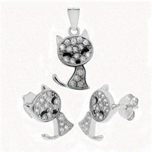 Load image into Gallery viewer, Sterling Silver Cat Earrings and Pendant Set