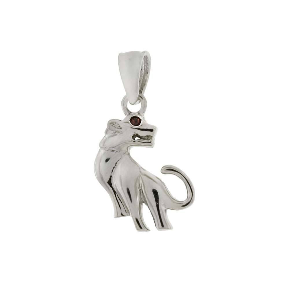 Sterling Silver Panther W. CZ Red Eyes Pendant