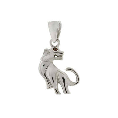 Sterling Silver Panther W. CZ Red Eyes Pendant